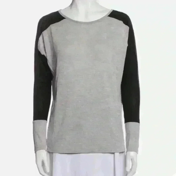 Vince Colorblock Long Sleeve Rayon Top in Gray and Black Size XS NWOT - Picture 3 of 8